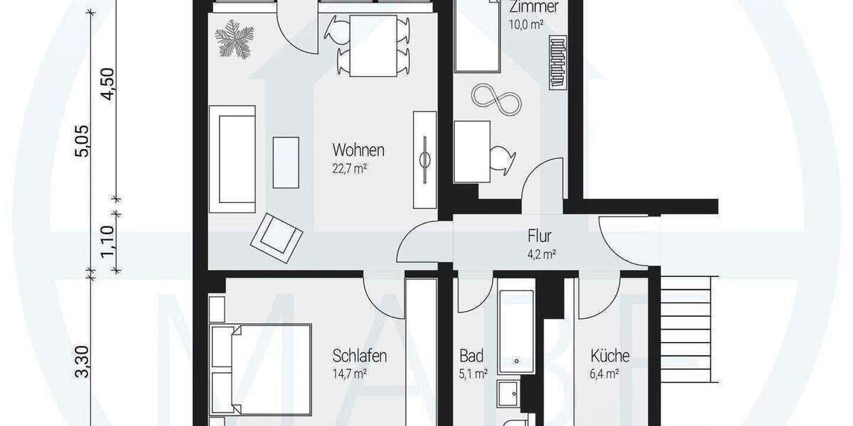 Etagenwohnung Görlitz Hagenwerder - 3 Zimmer, 65 m&sup2;, 433&euro; | Angebot:26117402