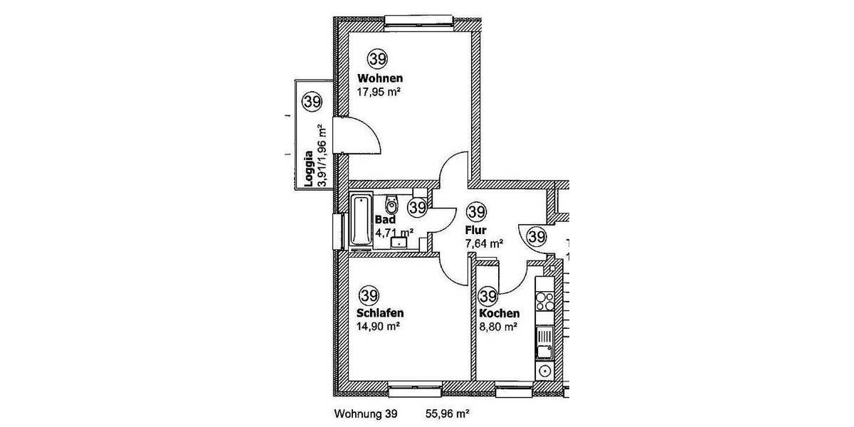 Etagenwohnung Bad Brückenau - 2 Zimmer, 56 m&sup2;, 450&euro; | Angebot:26851216