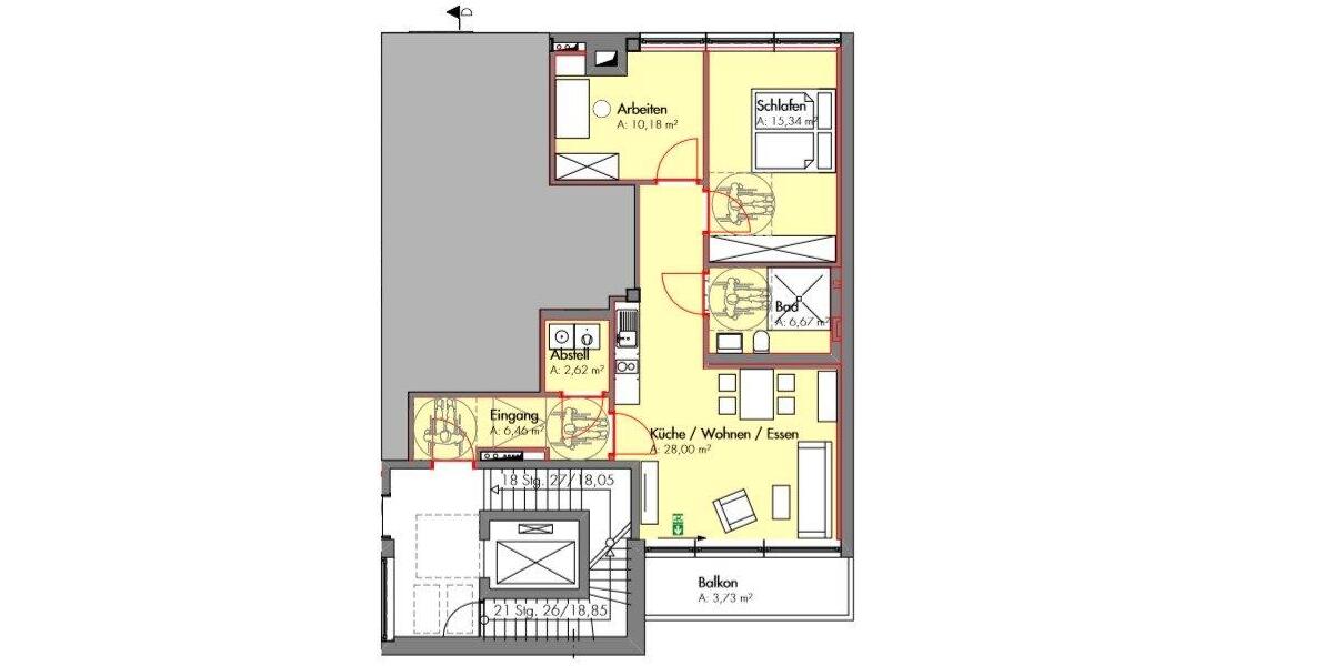 Etagenwohnung Ahlen - 3 Zimmer, 74 m&sup2;, 860&euro; | Angebot:26256335