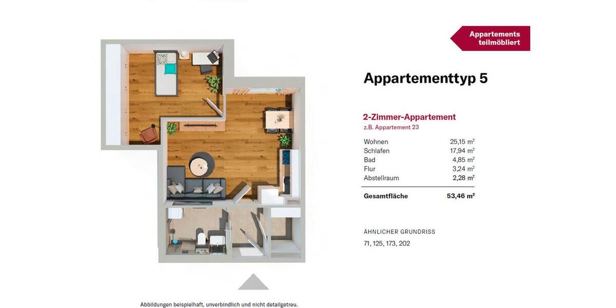 Etagenwohnung Deggendorf - 2 Zimmer, 53 m&sup2;, 935&euro; | Angebot:23199722