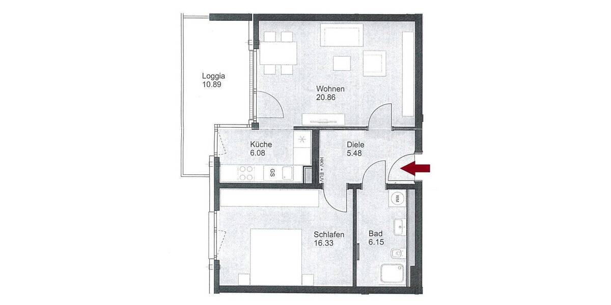 Etagenwohnung Nürnberg St Johannis - 2 Zimmer, 61 m&sup2;, 1.090&euro; | Angebot:26018038