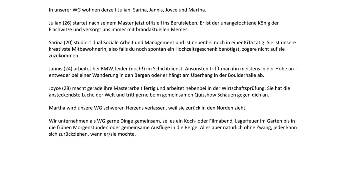 15 qm Zimmer in WG-Reiheneckhaus mit chilligem Garten 1 zimmer