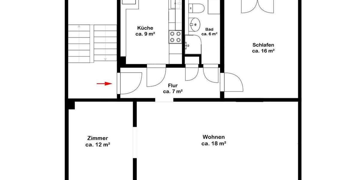 Etagenwohnung Bremen Weidedamm - 3 Zimmer, 68 m&sup2;, 800&euro; | Angebot:24737091