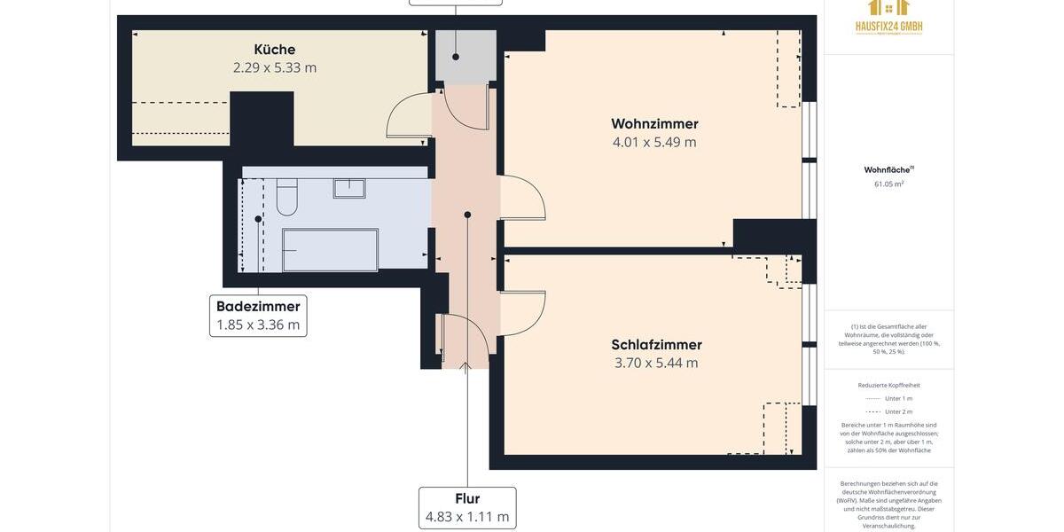 Etagenwohnung Magdeburg - 2 Zimmer, 61 m&sup2;, 580&euro; | Angebot:26299834