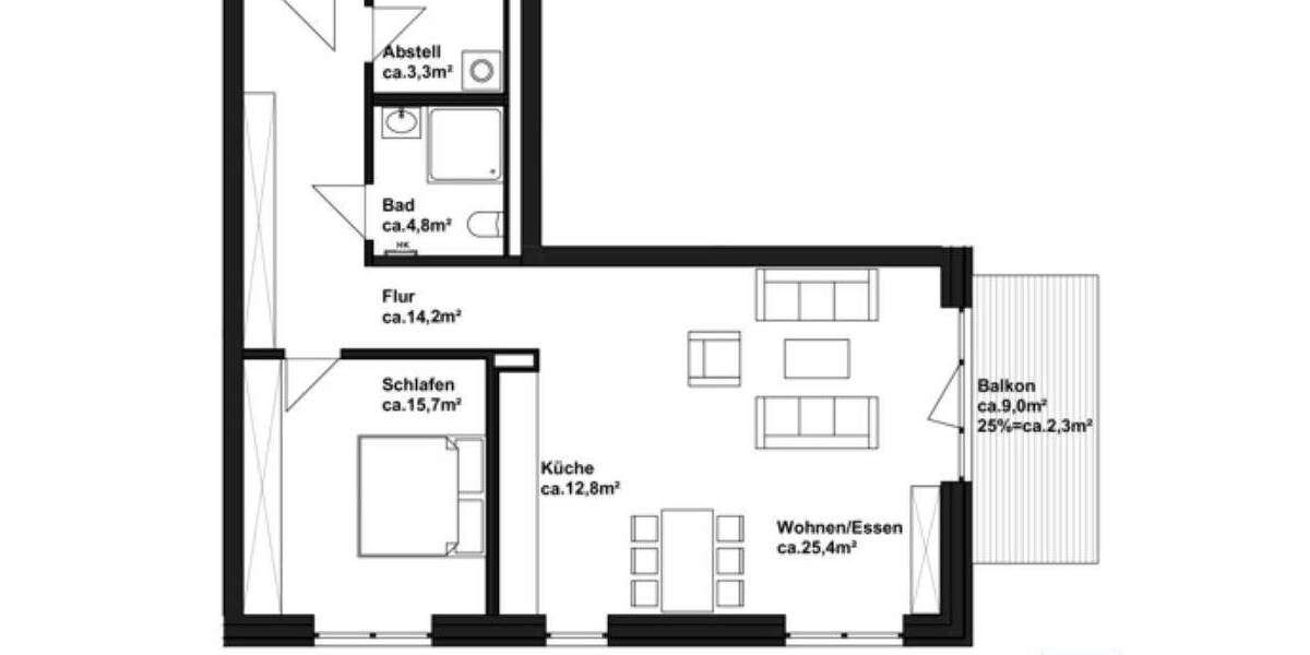 Etagenwohnung Heikendorf Altheikendorf - 2 Zimmer, 78 m&sup2;, 1.360&euro; | Angebot:25668102