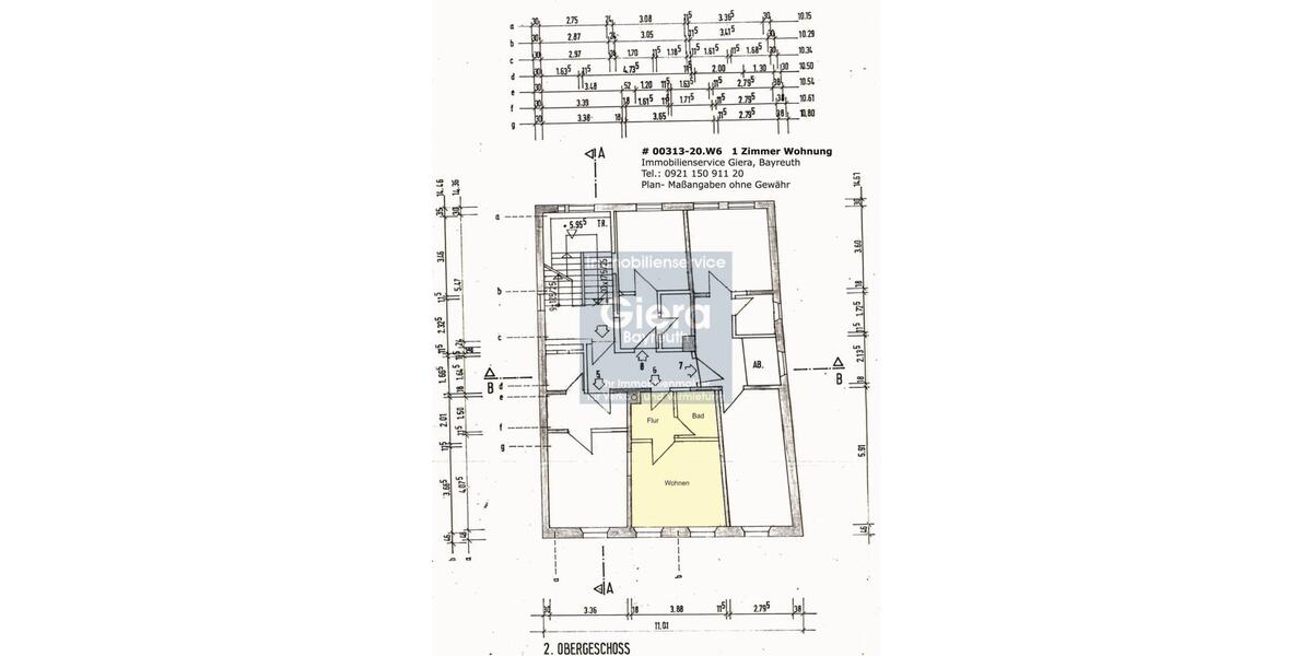 Etagenwohnung Bayreuth City - 1 Zimmer, 21 m&sup2;, 400&euro; | Angebot:24891822