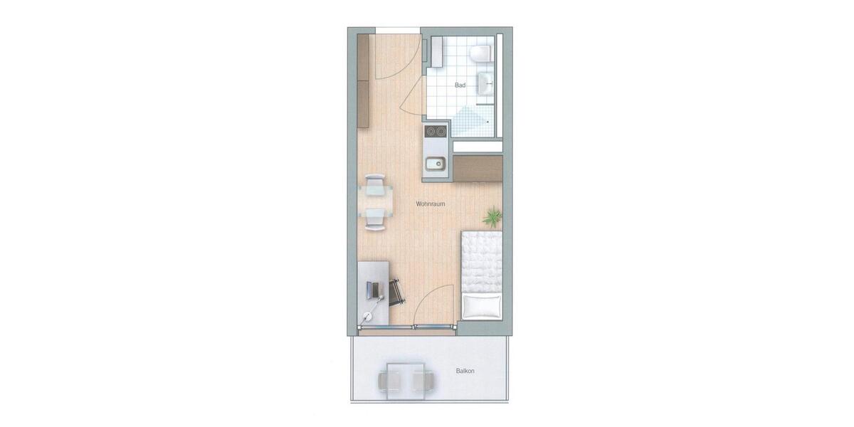 Etagenwohnung Vaterstetten Baldham - 1 Zimmer, 20 m&sup2;, 900&euro; | Angebot:25204484