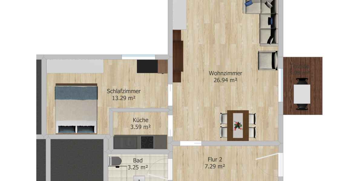 Erdgeschoßwohnung Boizenburg/Elbe Elbe - 3 Zimmer, 53 m&sup2;, 450&euro; | Angebot:24371122