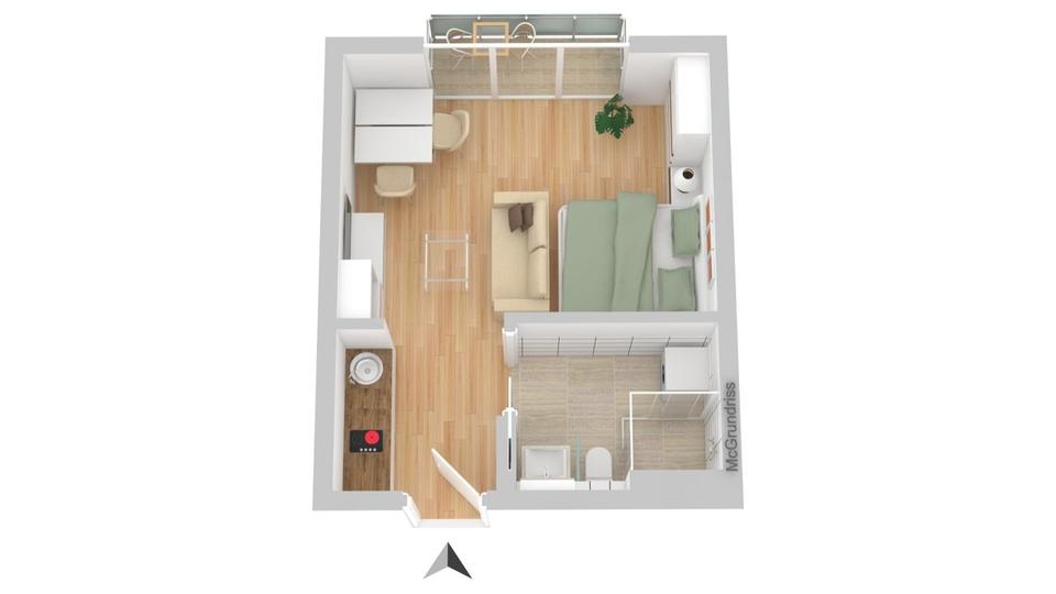 Etagenwohnung Neustadt an der Donau - 1 Zimmer, 32 m&sup2;, 395&euro; | Angebot:23887421