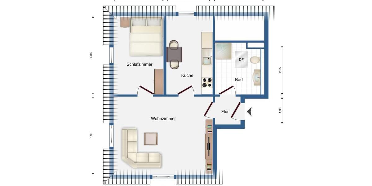 Neu! Möblierte 2 Zimmer Wohnung mit Einbauküche zu vermieten! 2 zimmer