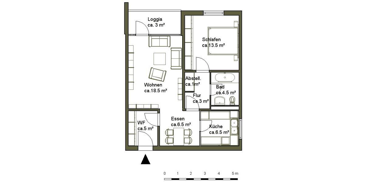 Etagenwohnung Hannover Bothfeld-Vahrenheide - 2 Zimmer, 61 m&sup2;, 598&euro; | Angebot:24381016