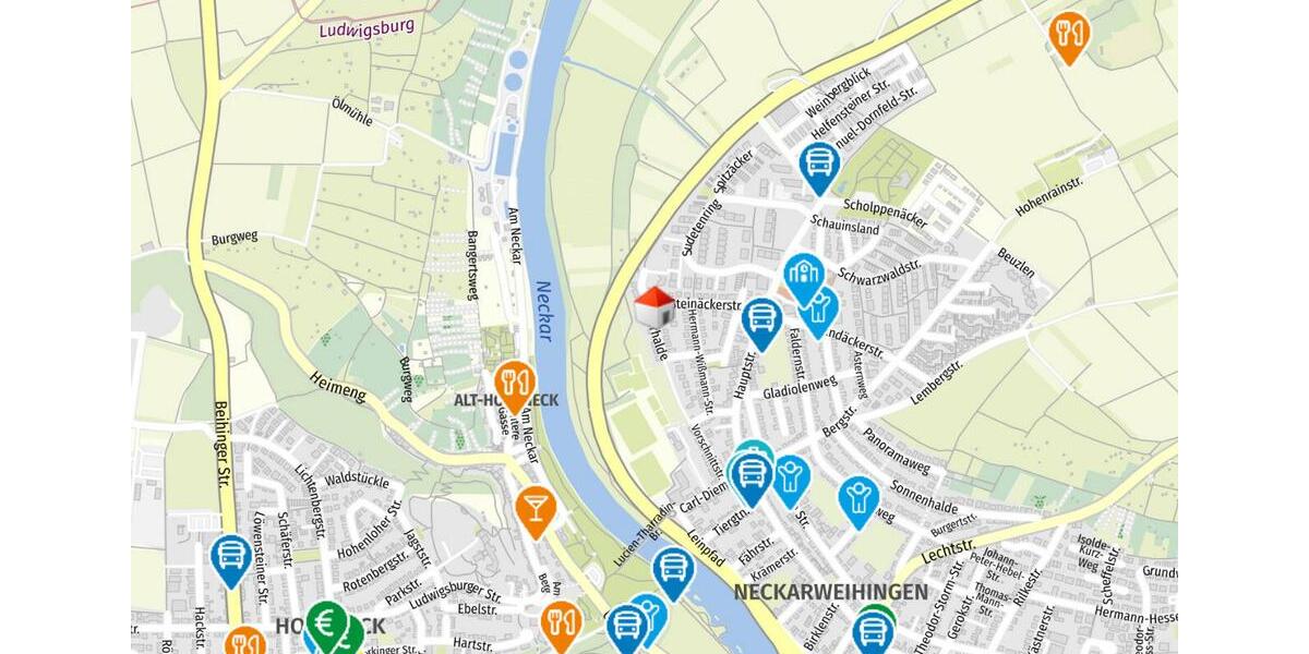 Erdgeschoßwohnung Ludwigsburg Hoheneck - 1 Zimmer, 47 m&sup2;, 680&euro; | Angebot:25752013