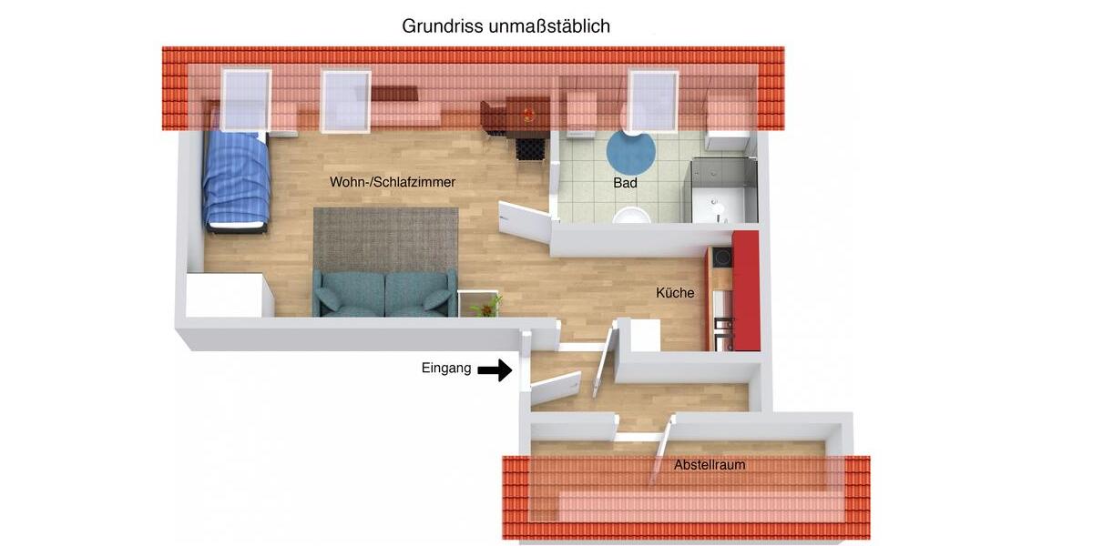 Dachgeschoßwohnung Celle Altenhagen - 1 Zimmer, 25 m&sup2;, 300&euro; | Angebot:25790272