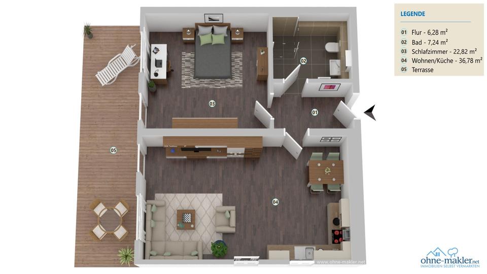 Etagenwohnung Rüdersdorf bei Berlin - 2 Zimmer, 79 m&sup2;, 998&euro; | Angebot:24565033