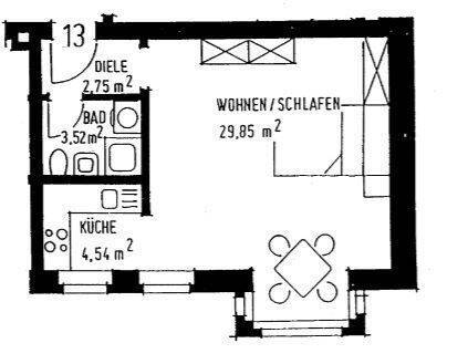 Großzügige 1-Zimmer mit Einbauküche, Dusche und Laminat in zentraler Lage!