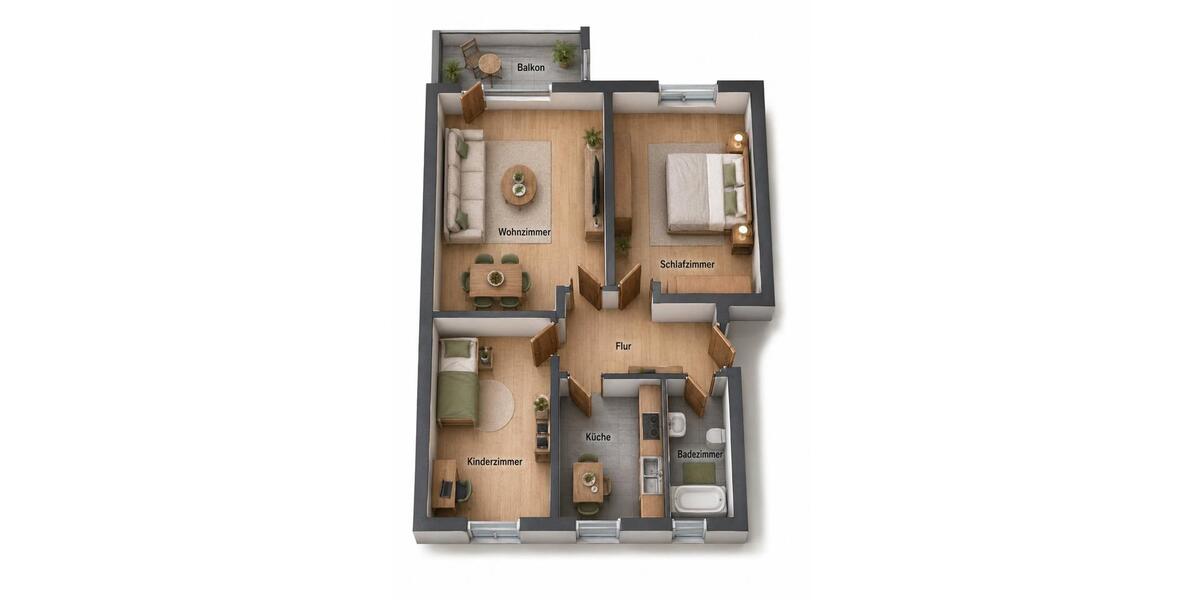 Hochparterre Köln Porz - 3 Zimmer, 65 m&sup2;, 990&euro; | Angebot:26593127