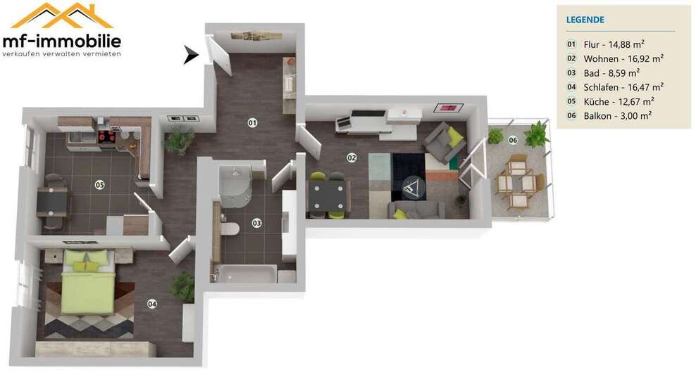 2- Zimmer EG Wohnung in Mariental mit Balkon 2 zimmer