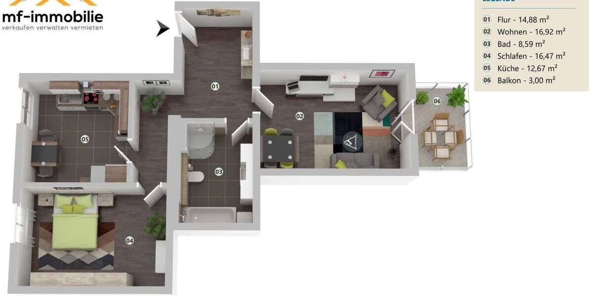 2- Zimmer EG Wohnung in Mariental mit Balkon - Erdgeschoßwohnung Mariental Helmstedt - Grasleben | Angebot:22986111