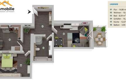 2- Zimmer EG Wohnung in Mariental mit Balkon - Wohnung Mariental Helmstedt - Grasleben | Angebot:22986111