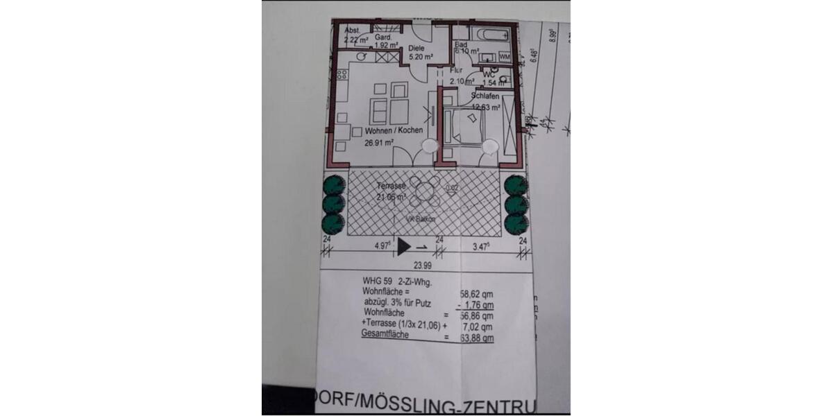 Erdgeschoßwohnung Mühldorf am Inn - 2 Zimmer, 64 m&sup2;, 990&euro; | Angebot:25724332