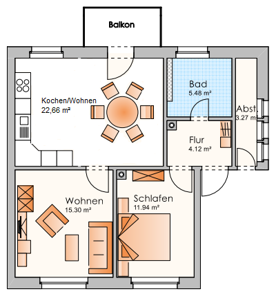 Etagenwohnung Meuselwitz - 3 Zimmer, 60 m&sup2;, 266&euro; | Angebot:26545264