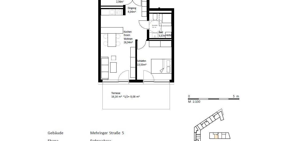 Etagenwohnung Burghausen - 2 Zimmer, 59 m&sup2;, 900&euro; | Angebot:26568625