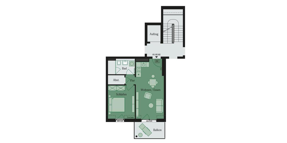 Etagenwohnung Mühlheim am Main - 2 Zimmer, 49 m&sup2;, 990&euro; | Angebot:26004728