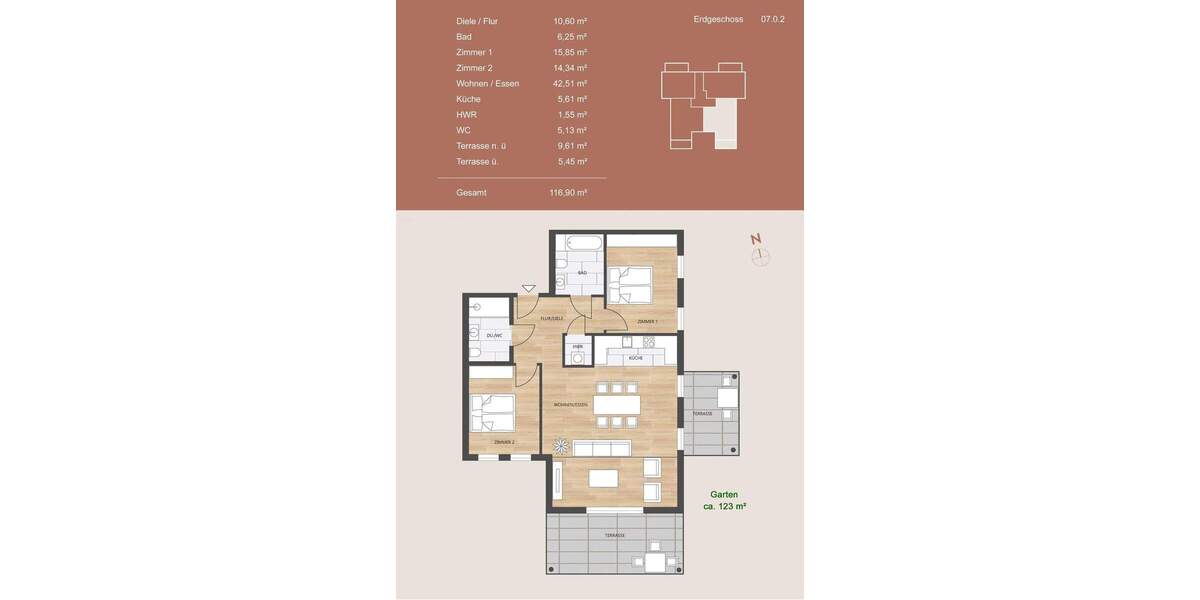 Etagenwohnung Karben Groß-Karben - 3 Zimmer, 116 m&sup2;, 1.780&euro; | Angebot:24762612