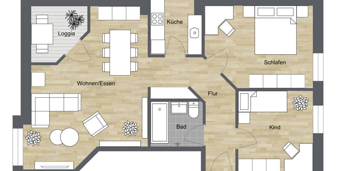 Etagenwohnung Bielefeld Innenstadt - 3 Zimmer, 67 m&sup2;, 695&euro; | Angebot:26815929