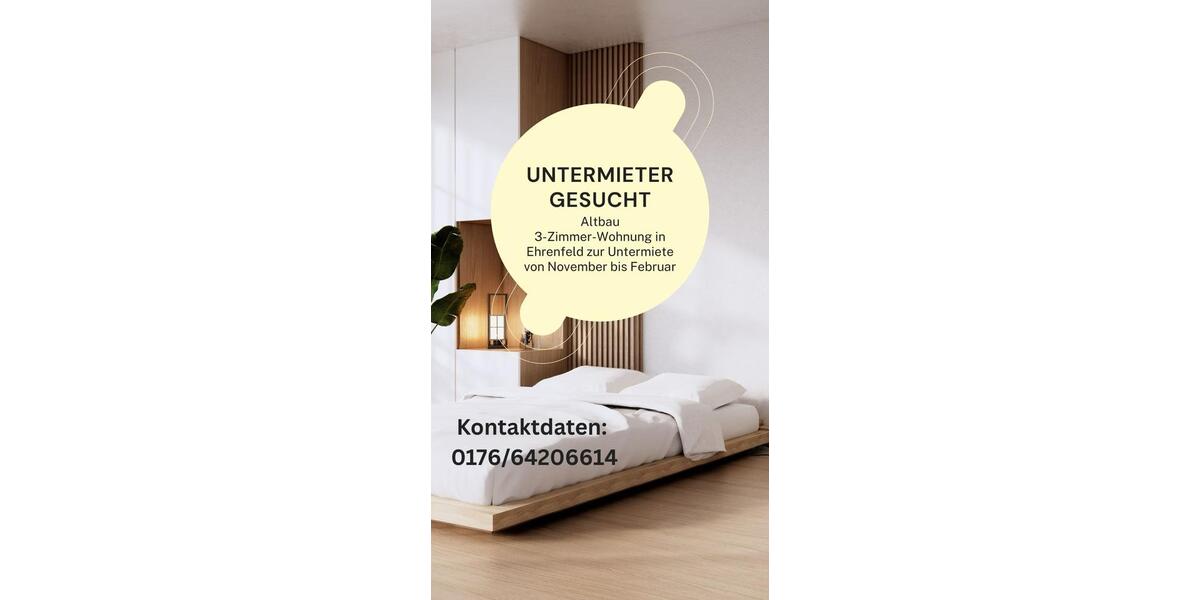 Altbauwohnung in Ehrenfeld Nov-Feb Untermiete zimmer