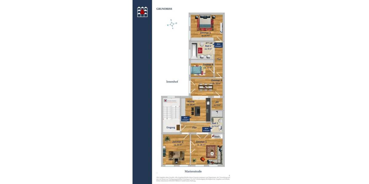 Etagenwohnung Berlin Mitte - 5 Zimmer, 147 m&sup2;, 3.529&euro; | Angebot:26718058