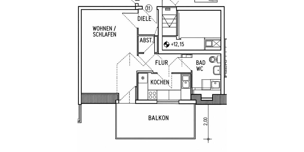 Dachgeschoßwohnung Frankenthal (Pfalz) - 1.5 Zimmer, 43 m&sup2;, 600&euro; | Angebot:26396969