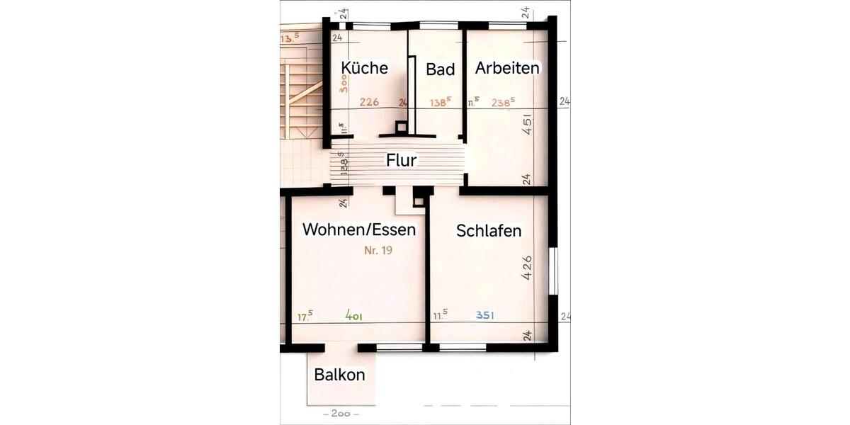 Etagenwohnung Kornwestheim - 3 Zimmer, 58 m&sup2;, 1.400&euro; | Angebot:26693309