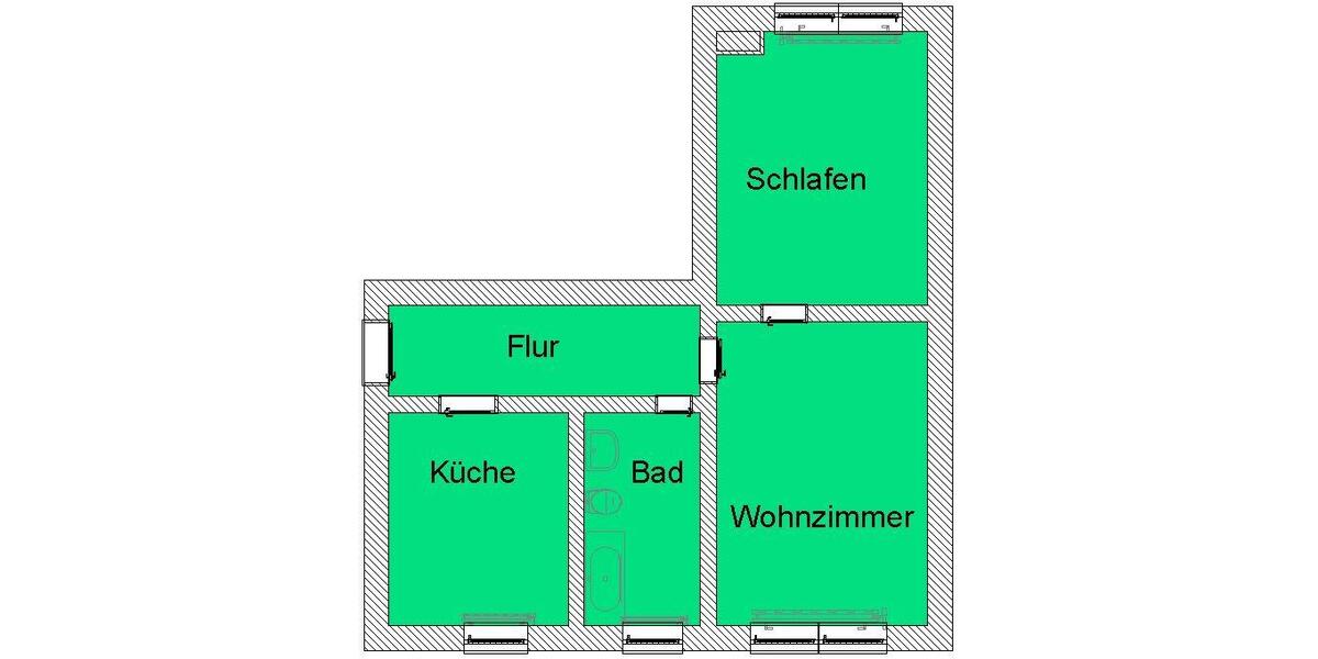 Etagenwohnung Sangerhausen - 2 Zimmer, 50 m&sup2;, 300&euro; | Angebot:25988225