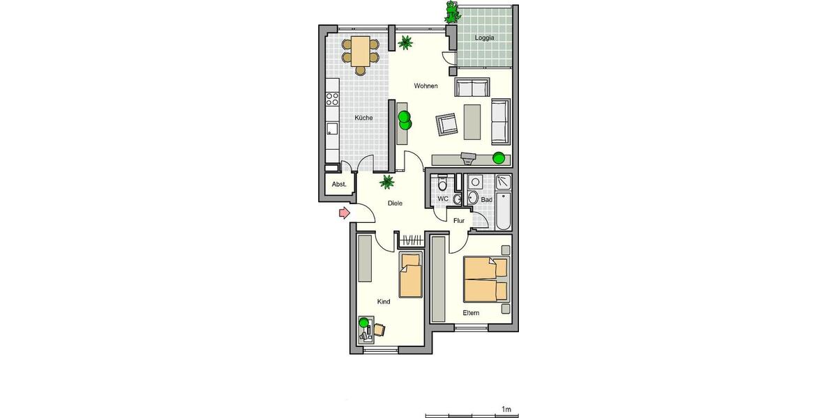 Etagenwohnung Monheim am Rhein - 3 Zimmer, 90 m&sup2;, 1.055&euro; | Angebot:26641582