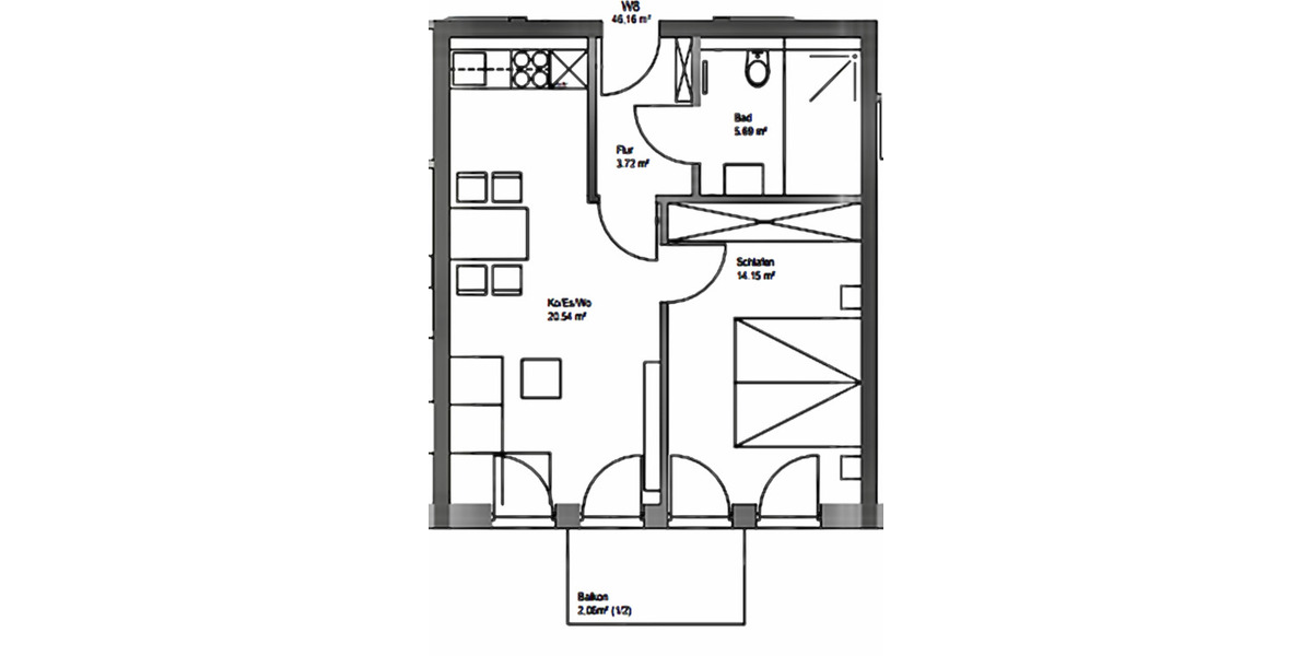 Etagenwohnung Manching - 2 Zimmer, 48 m&sup2;, 1.050&euro; | Angebot:24770626