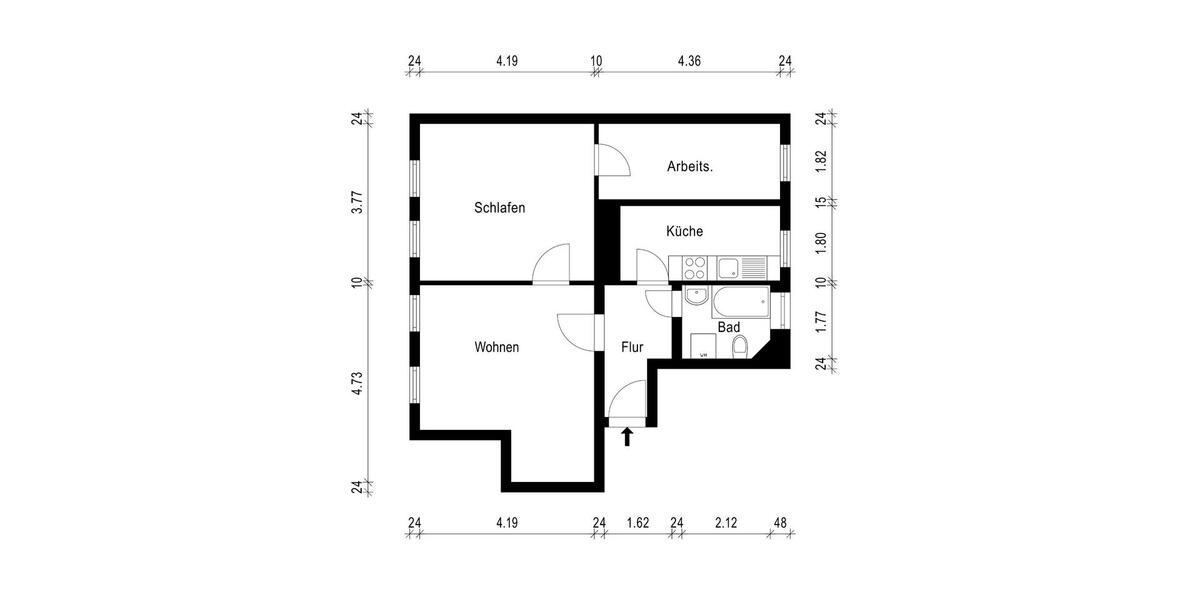 Dachgeschoßwohnung Jena - 3 Zimmer, 52 m&sup2;, 902&euro; | Angebot:24875308