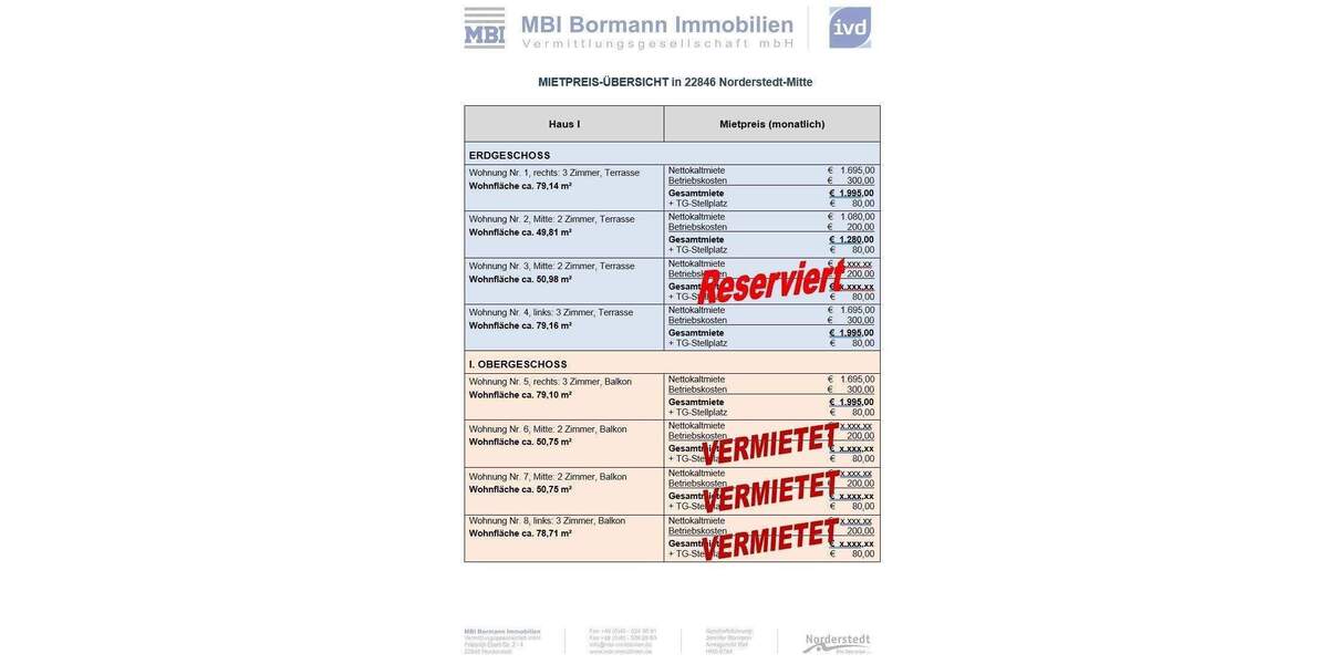 Etagenwohnung Norderstedt Harksheide - 3 Zimmer, 79 m&sup2;, 1.695&euro; | Angebot:24779779