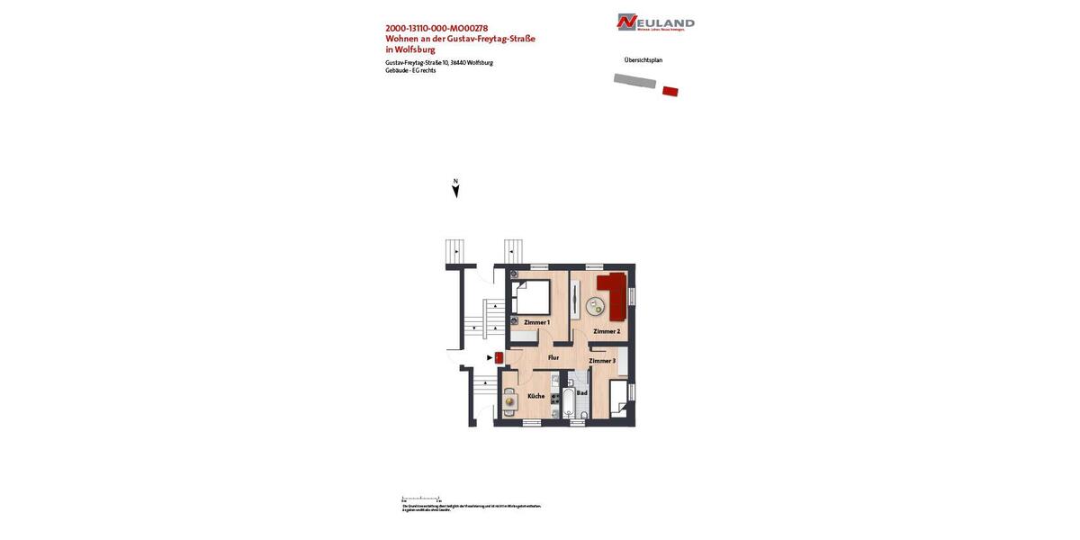 Erdgeschoßwohnung Wolfsburg - 1 Zimmer, 19 m&sup2;, 163&euro; | Angebot:26531322