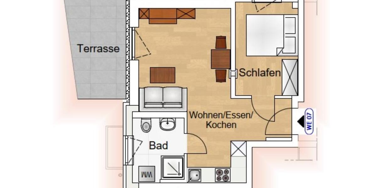 Terrassenwohnung Nittenau - 2 Zimmer, 41 m&sup2;, 510&euro; | Angebot:25086740