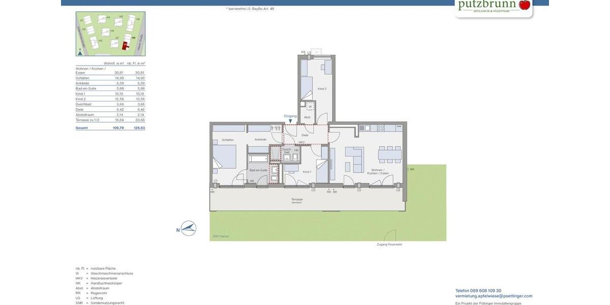Erdgeschoßwohnung Putzbrunn - 4 Zimmer, 110 m&sup2;, 2.290&euro; | Angebot:23739921