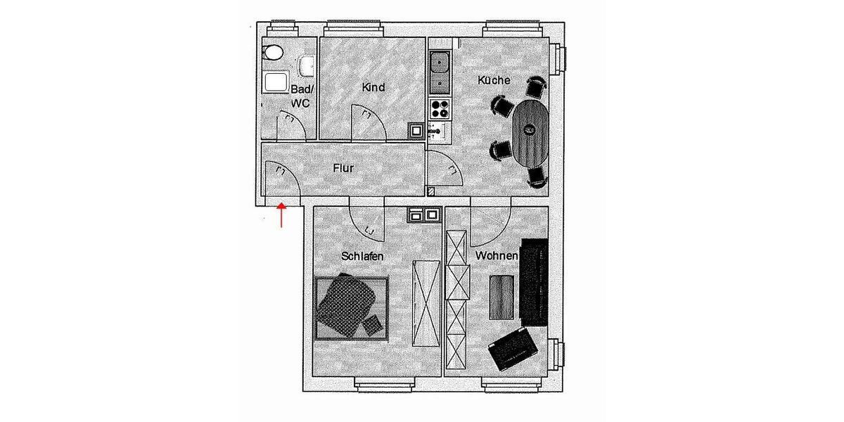 Etagenwohnung Frankenberg (Sachsen) - 3 Zimmer, 52 m&sup2;, 315&euro; | Angebot:22925303