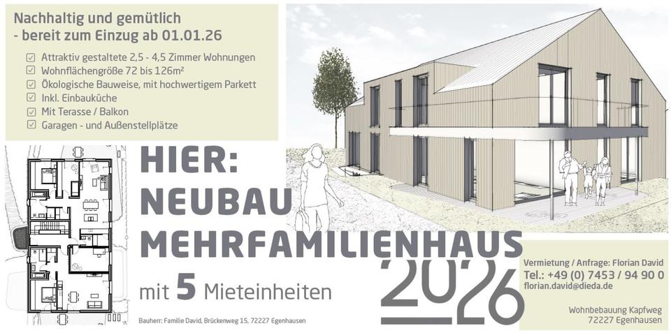 Erdgeschoßwohnung Egenhausen - 3.5 Zimmer, 1.096&euro; | Angebot:23615415