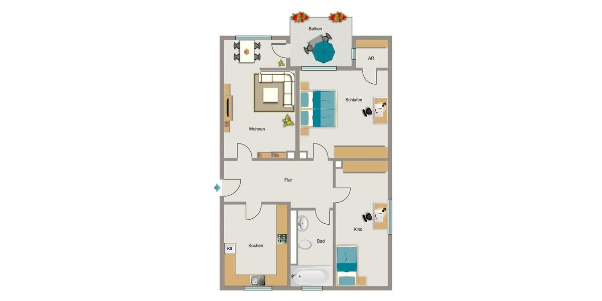 Etagenwohnung Gelsenkirchen Gelsenkirchen-Nord - 3.5 Zimmer, 65 m&sup2;, 535&euro; | Angebot:25050830