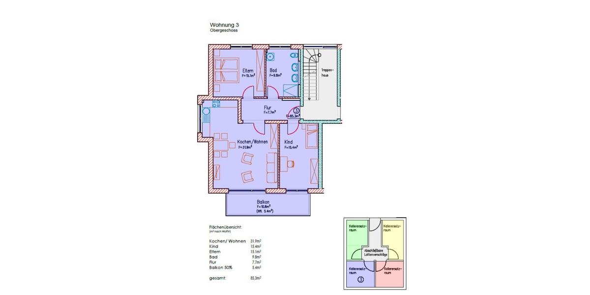 Etagenwohnung Bad Aibling - 3 Zimmer, 85 m&sup2;, 1.550&euro; | Angebot:25342126