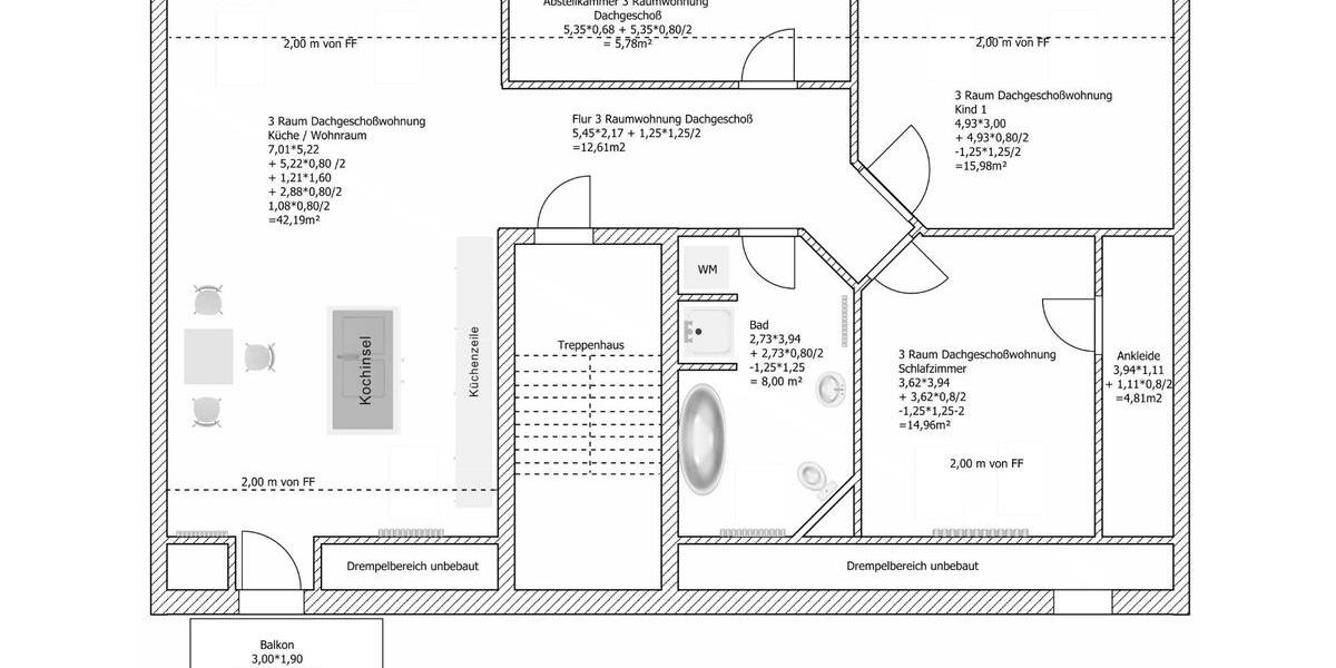 Dachgeschoßwohnung Rathenow - 3 Zimmer, 100 m&sup2;, 650&euro; | Angebot:26444326