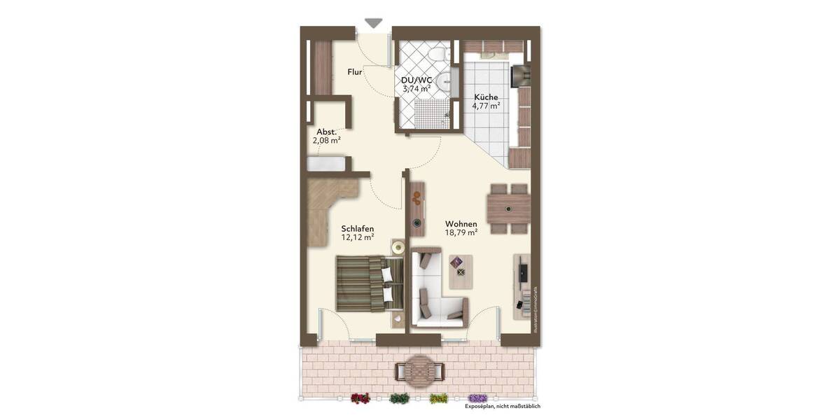 Etagenwohnung Grafing - 2 Zimmer, 55 m&sup2;, 1.140&euro; | Angebot:26702507