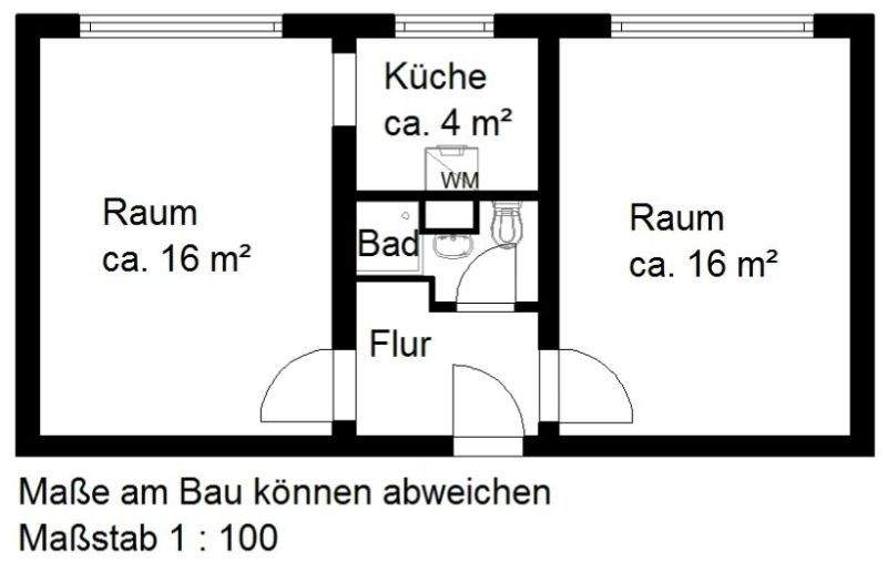 Kleine, bezugsfertige 2-Zimmerwohnung mit Dusche. 2 zimmer