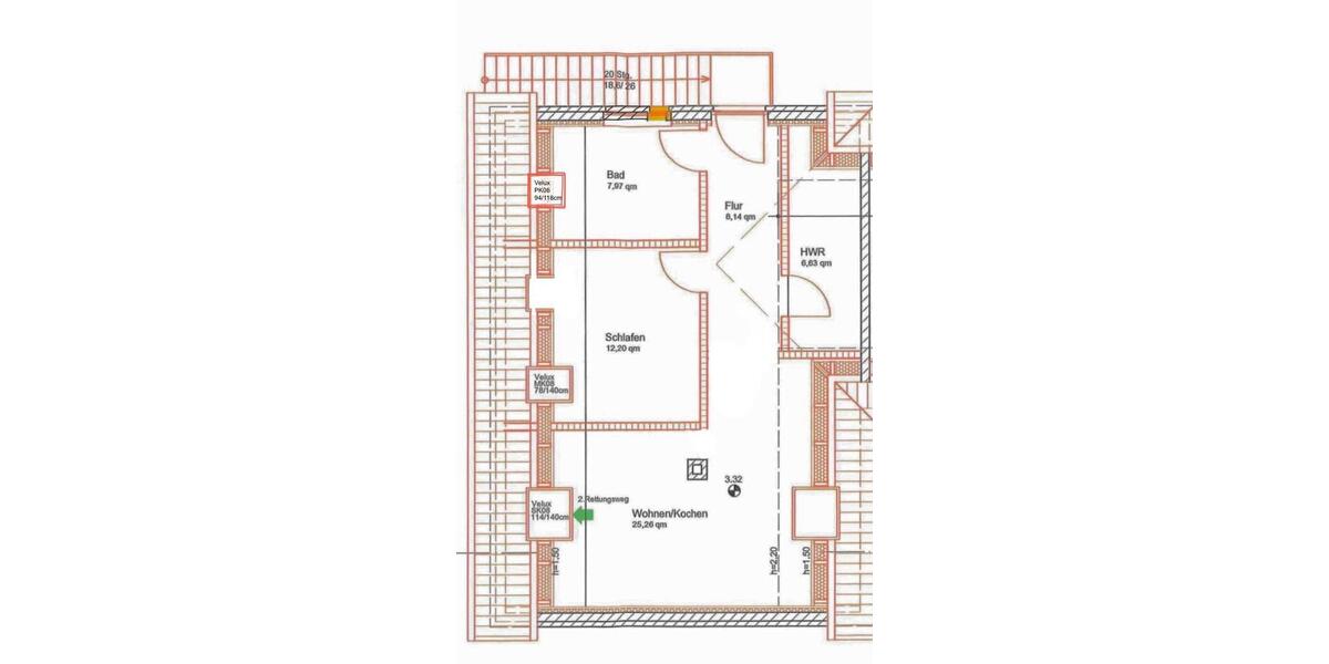 Dachgeschosswohnung 60 m² – Erstvermietung 1 zimmer