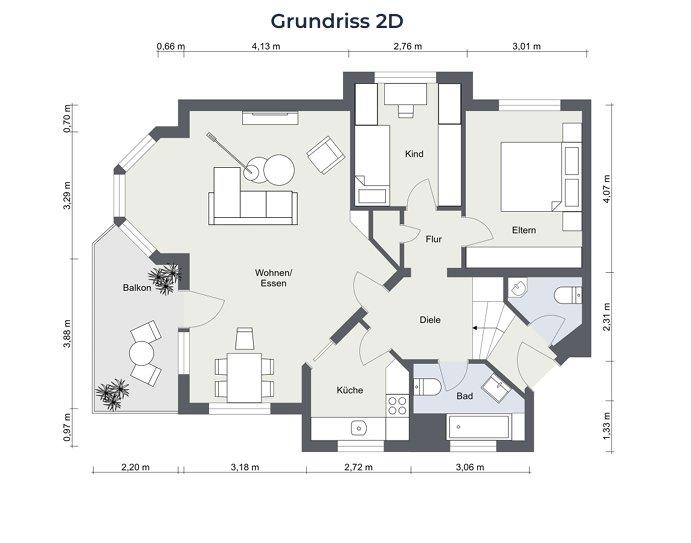 Etagenwohnung Rauenberg - 3 Zimmer, 78 m&sup2;, 930&euro; | Angebot:26414241